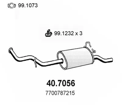 Задняя банка глушителя ASSO 40.7056