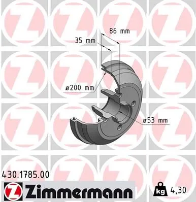 Тормозной барабан ZIMMERMANN 430.1785.00
